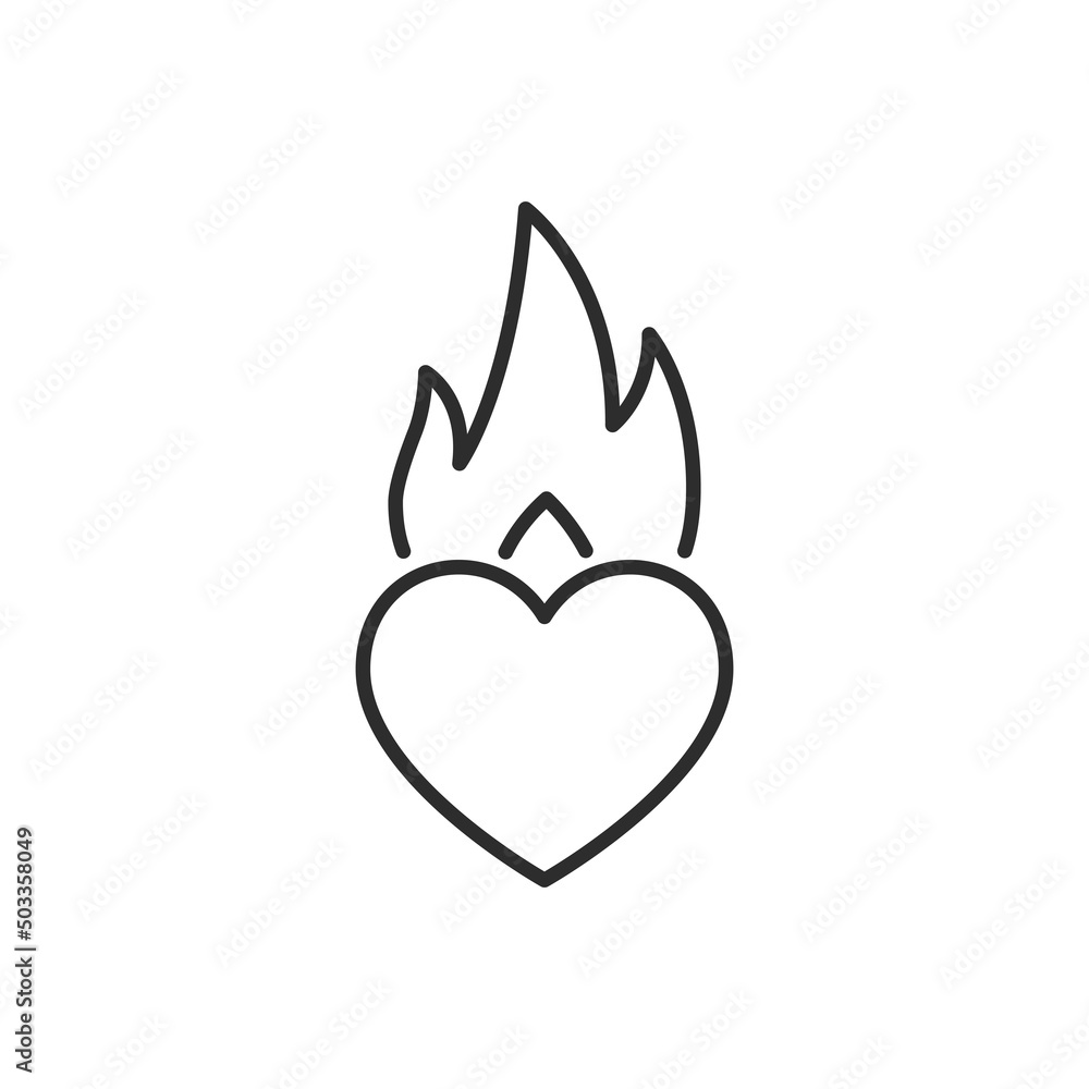 Burning heart icon. High quality black vector illustration.. Burning heart icon. High quality black vector illustration..
