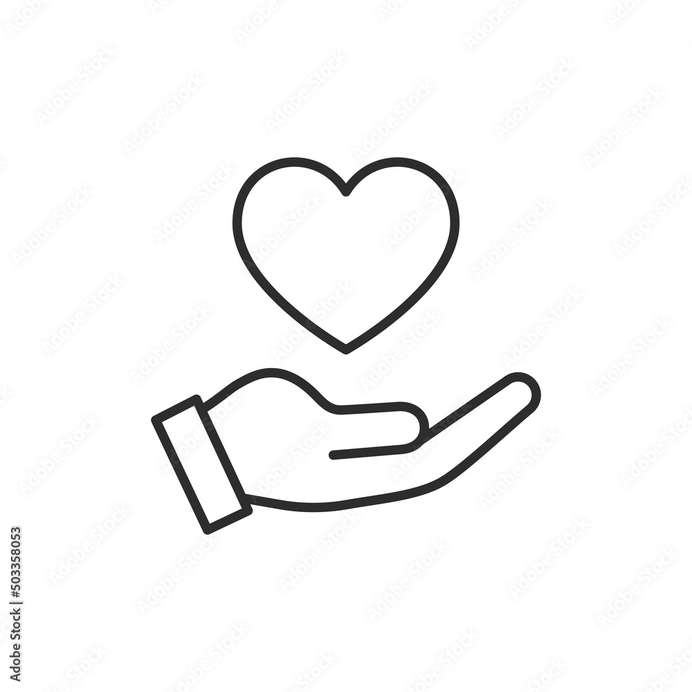 Heart over hand icon. High quality black vector illustration.. Heart over hand icon. High quality black vector illustration..
