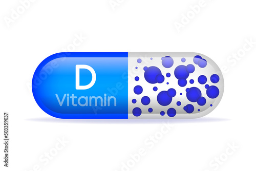 Vitamin D in sun on white backdrop. UV elements. Vector illustration