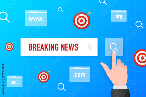 Breaking news button in abstract style. Banner vector. Abstract background