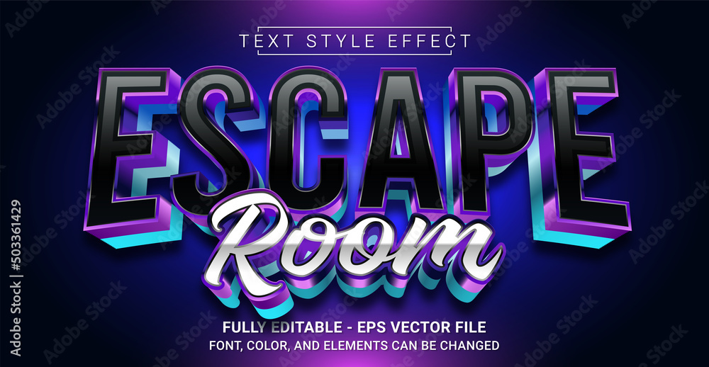 Escape Room Text Style Effect. Editable Graphic Text Template.