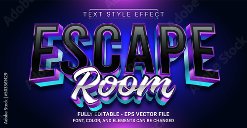 Escape Room Text Style Effect. Editable Graphic Text Template.