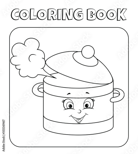 kitchen pan coloring page for kids