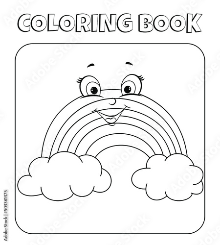 Coloring vechely bright rainbow after the rain with clouds