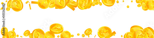 Indian rupee coins falling. Charming scattered INR coins. India money. Immaculate jackpot, wealth or success concept. Vector illustration.