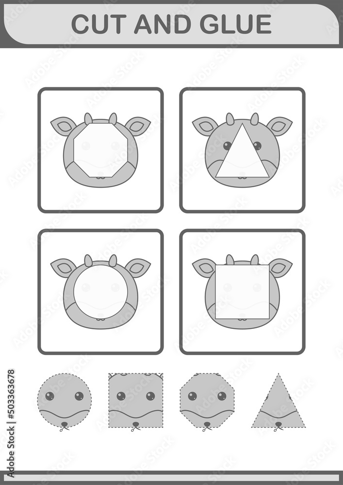 Cut and glue Deer face. Worksheet for kids Cut and glue Deer face. Worksheet for kids