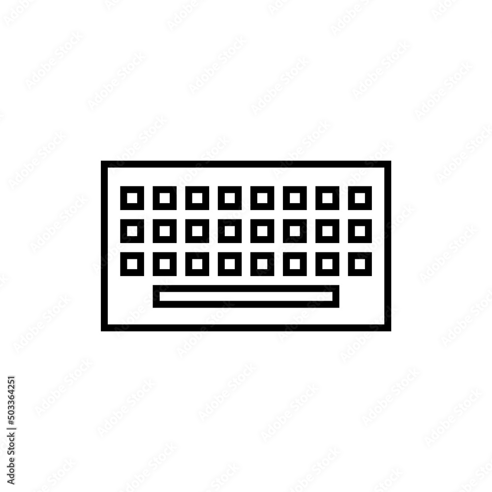 Simple computer keyboard pc black line icon. On white background. Trendy flat isolated outline symbol used for: illustration, sign, logo, mobile, app, design, web, dev, ui, ux, gui. Vector EPS 10 Simple computer keyboard pc black line icon. On white background. Trendy flat isolated outline symbol used for: illustration, sign, logo, mobile, app, design, web, dev, ui, ux, gui. Vector EPS 10