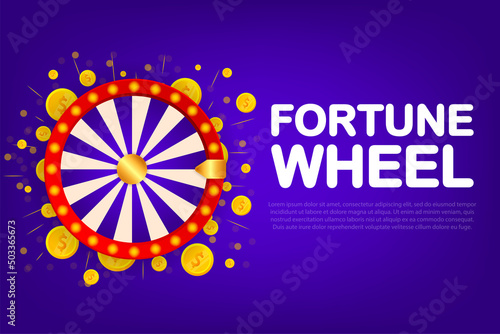 Fortune wheel in modern style. Vector illustration 3d style. Modern 3d graphic