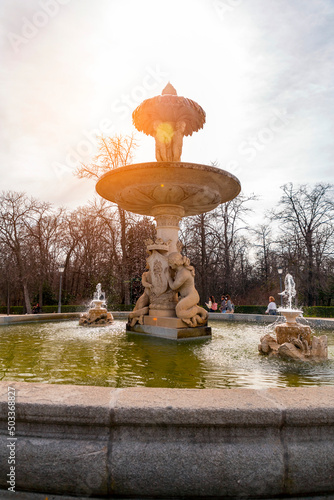Fountain with stone sculptu...