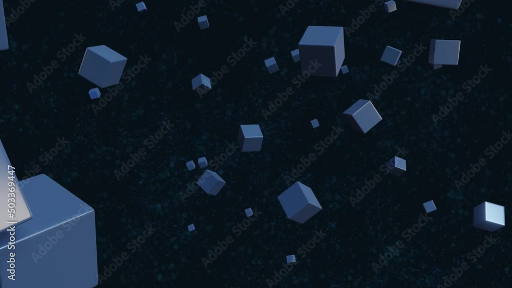 Cubes floating in space. 3d animation.