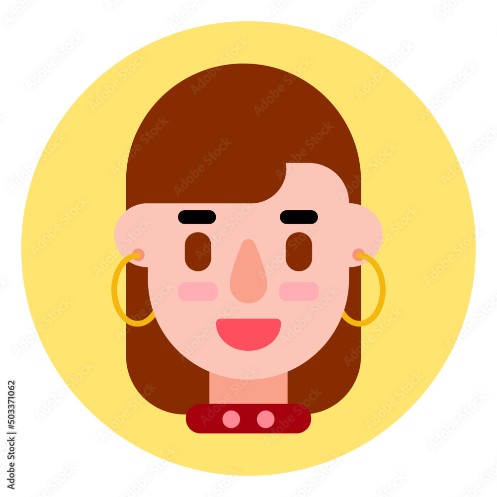girl or female  flat avatar cartoon using earring 
