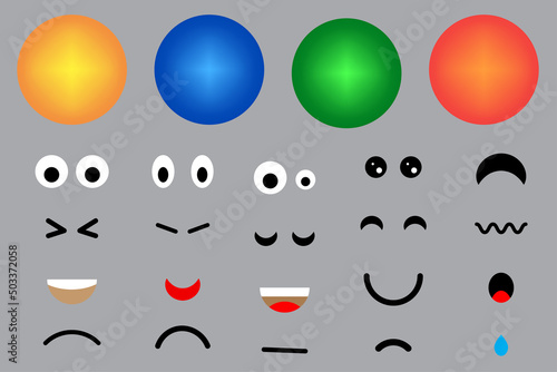 Yellow emotions creator. 3d collection. Emoji face. Yellow emoji. Set icon smile emoji. Vector illustration. stock image.
