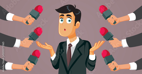 Clueless Politician Having No Answer in Media Conference Vector Cartoon