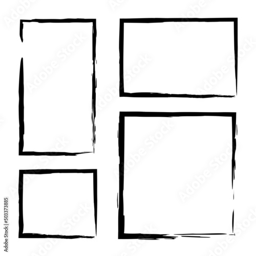 Doodle brush stroke rectangles. Hand drawn set. Vector illustration. stock image. 