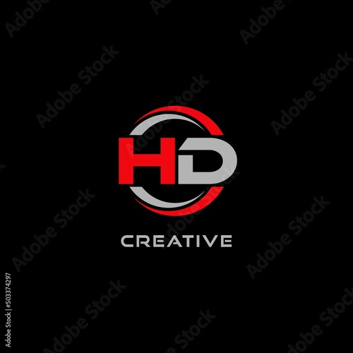 Letter HD logo combined with circle line, creative modern monogram logo style