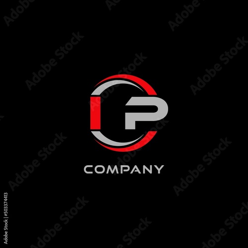 Letter IP logo combined with circle line, creative modern monogram logo style