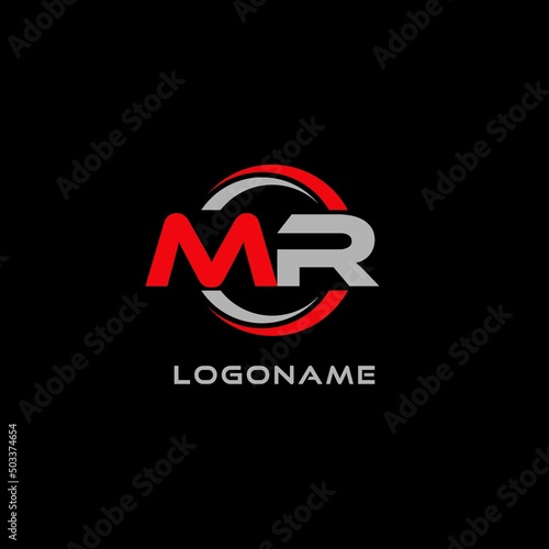 Letter MR logo combined with circle line, creative modern monogram logo style photo