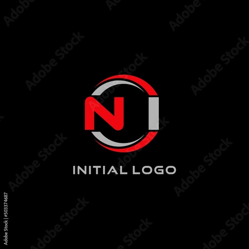 Letter NI logo combined with circle line, creative modern monogram logo style