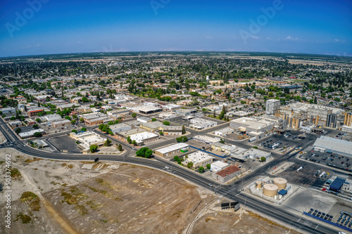 Aerial View of Downtown Tulare, California during Spring