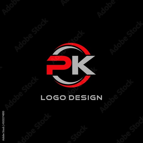 Letter PK logo combined with circle line, creative modern monogram logo style