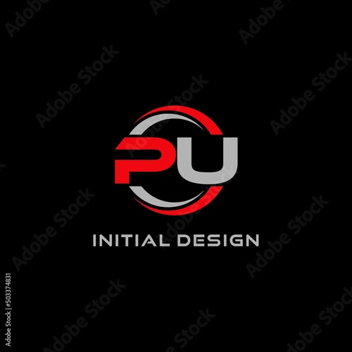 Letter PU logo combined with circle line, creative modern monogram logo style