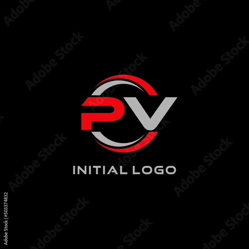 Letter PV logo combined with circle line, creative modern monogram logo style