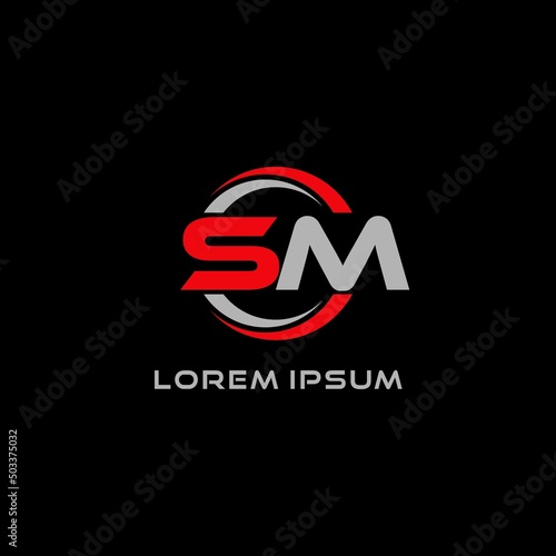 Foto Letter SM logo combined with circle line, creative modern monogram logo style