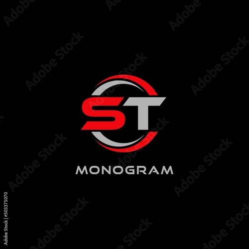 Letter ST logo combined with circle line, creative modern monogram logo style
