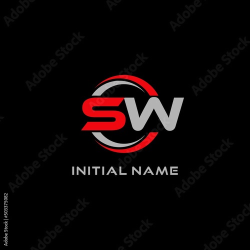 Letter SW logo combined with circle line, creative modern monogram logo style
