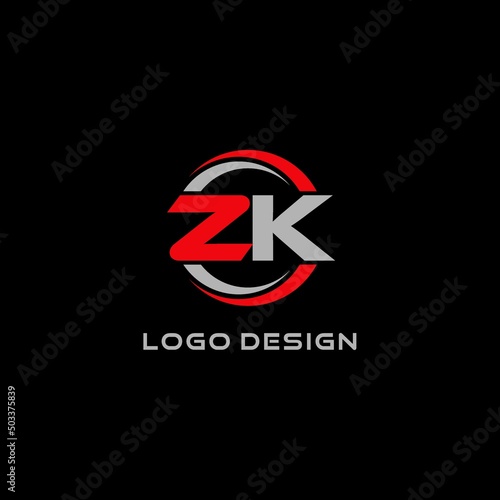 Letter ZK logo combined with circle line, creative modern monogram logo style photo