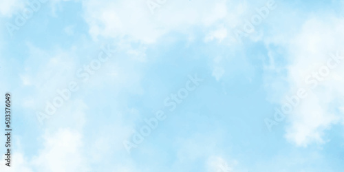 Blue sky with white cloud. The summer heaven is colorful clearing day Good weather and beautiful nature in the morning. vector illustrator