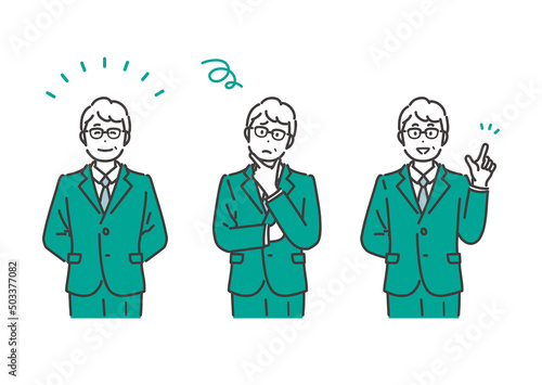 男性経営者の色々な表情のイラスト素材