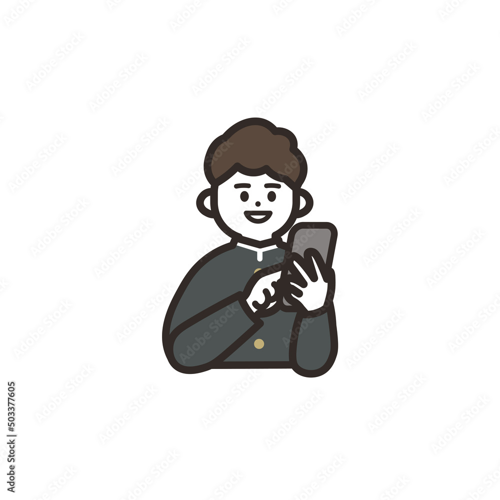 Fototapeta premium 携帯を使用する男子中高生