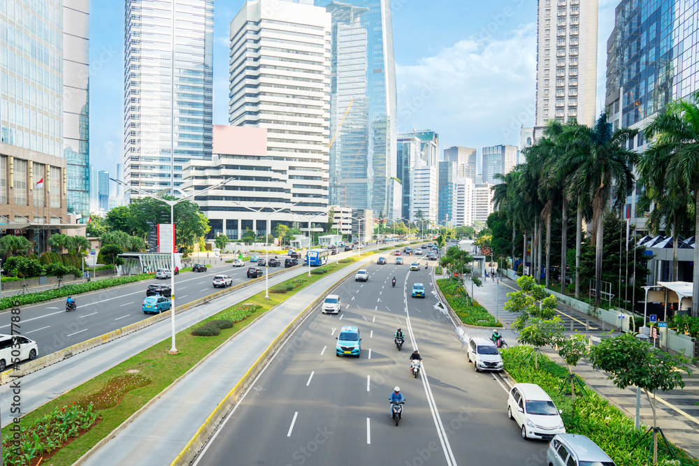 Beautiful Sudirman street in Jakarta city