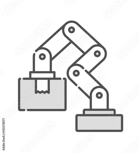 ダンボールを運ぶロボットのイラスト素材。