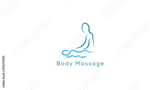 Body Massage line art vector logo design