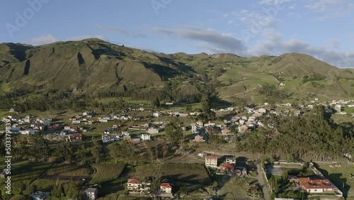 Town in the Andes, El Tambo, Ecuador, aerial view