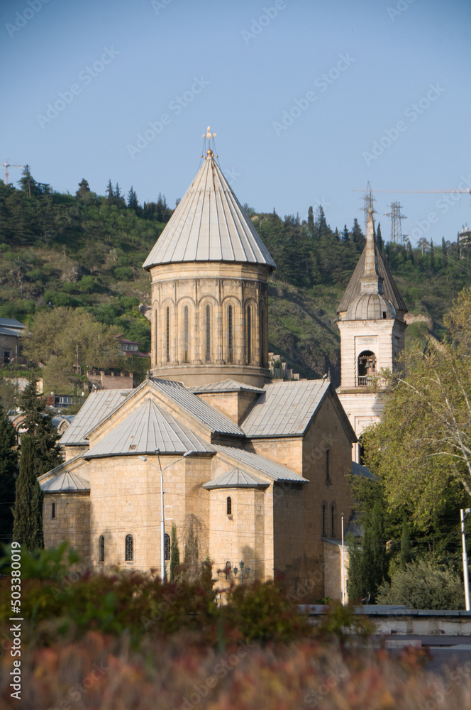 Ancient temple in Tbilisi. Christian church in the mountains.