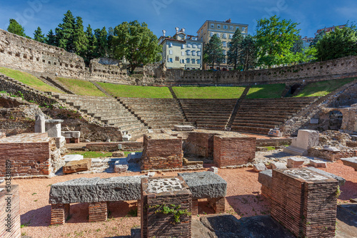 The Roman Theatre (Teatro Romano)- antique theater in the city of Trieste, in Italy.