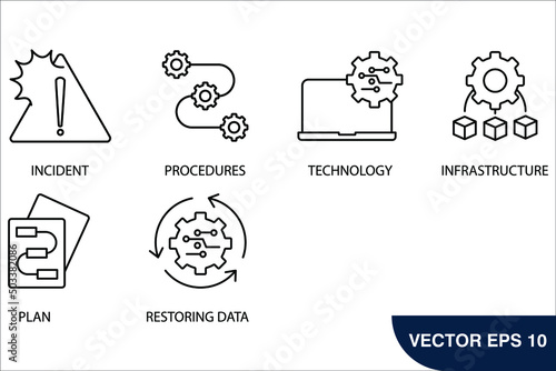 Disaster Recovery  icons set . Disaster Recovery  pack symbol vector elements for infographic web