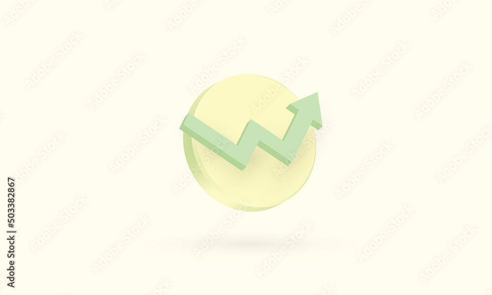 Business graph green in up arrow shape on white background, Profit and loss trading of trader, Symbol graph or chart icon Business graph green in up arrow shape on white background, Profit and loss trading of trader, Symbol graph or chart icon