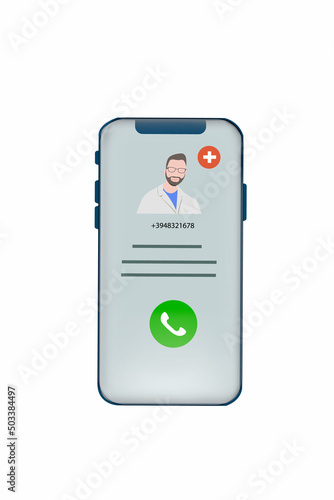 Smartphone with doctor's phone number, vector, eps, illustration