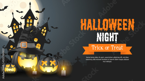 Happy Halloween. Halloween vector illustration with halloween pumpkins, and halloween elements.