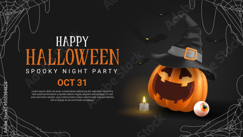 Happy Halloween. Halloween vector illustration with halloween pumpkins, and halloween elements. photo