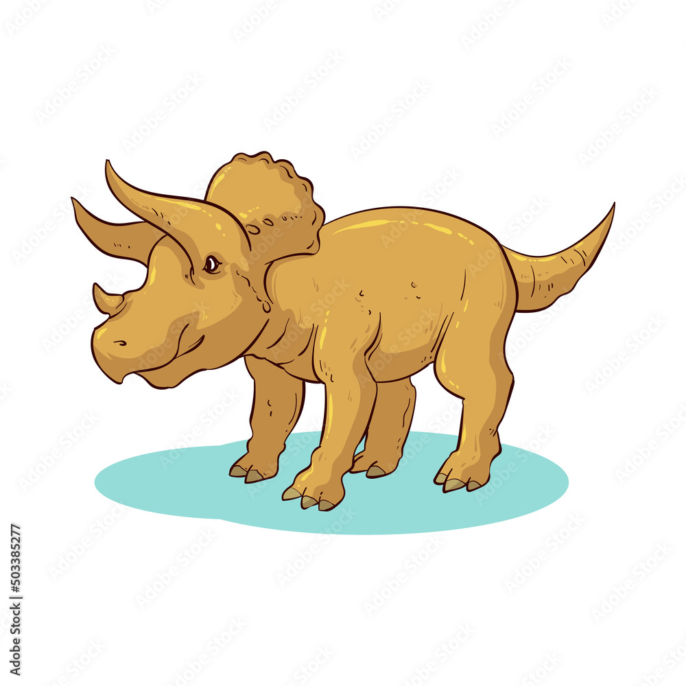 Fototapeta premium hand drawn triceratops dinosaur 1