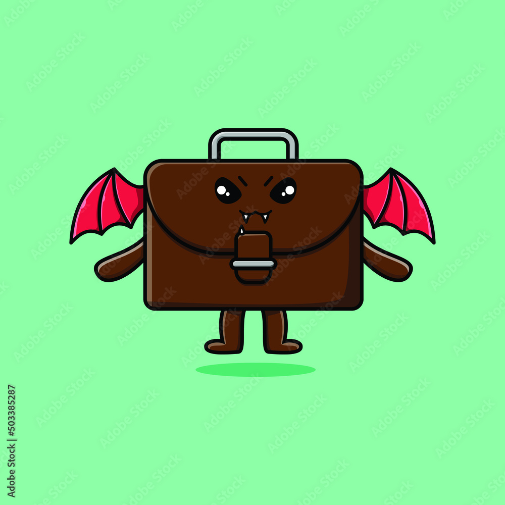 Cute mascot cartoon Suitcase character as dracula with wings in cute modern style Cute mascot cartoon Suitcase character as dracula with wings in cute modern style
