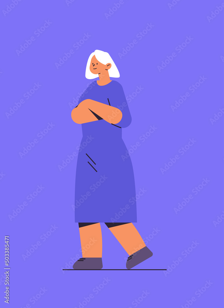 senior woman in casual clothes grandmother standing pose female cartoon character full length vertical senior woman in casual clothes grandmother standing pose female cartoon character full length vertical