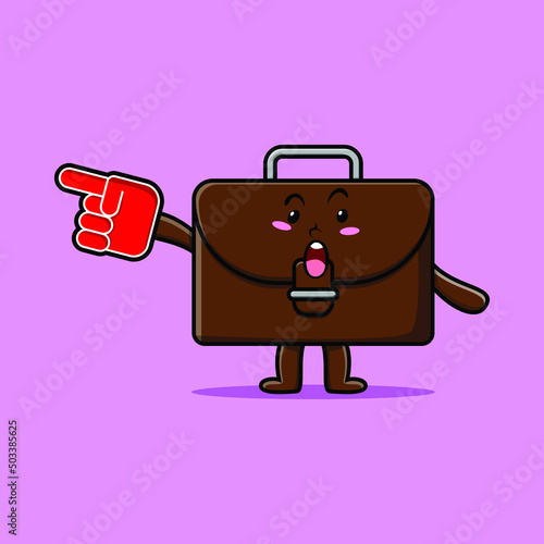 Cute Cartoon Suitcase with foam finger glove in modern design 