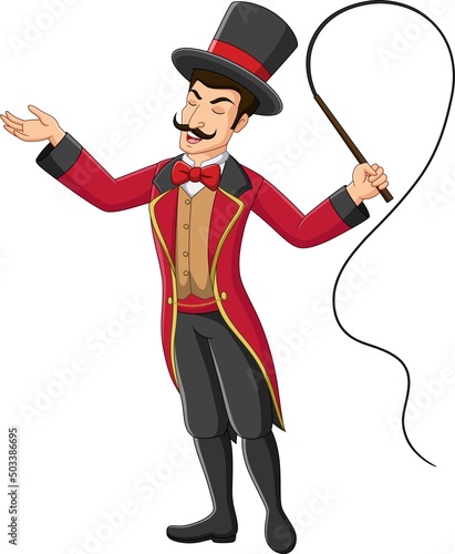 Cartoon circus trainer holding a whip