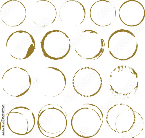Collection of coffee stains isolated vector. Dirty cup stamp.